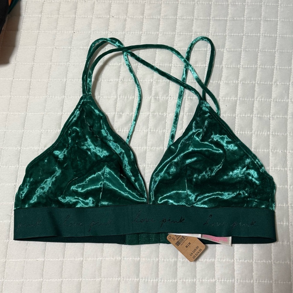 PINK Victoria's Secret Green Velvet Bralette